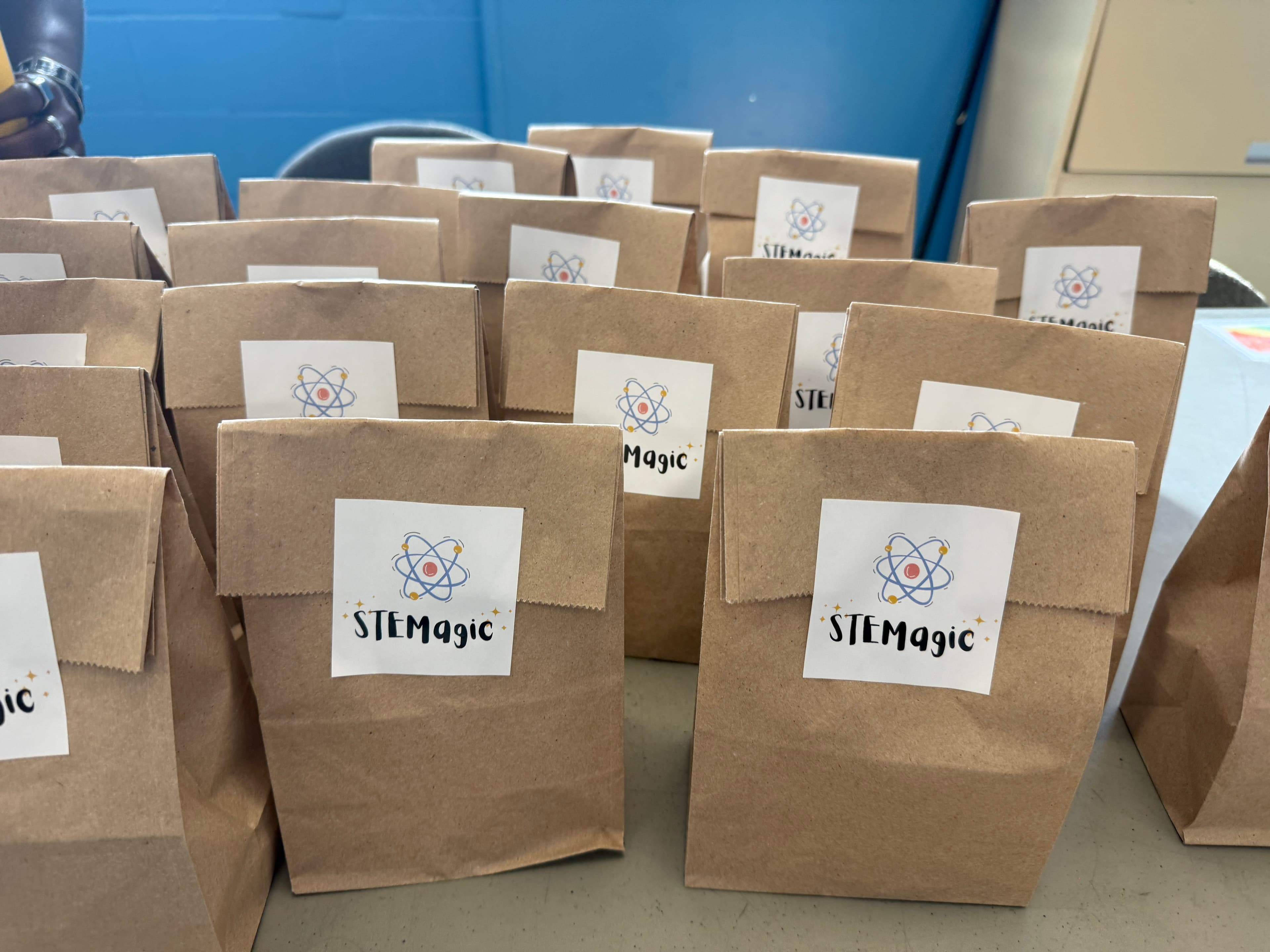 Kits set out on the table before the workshop begins